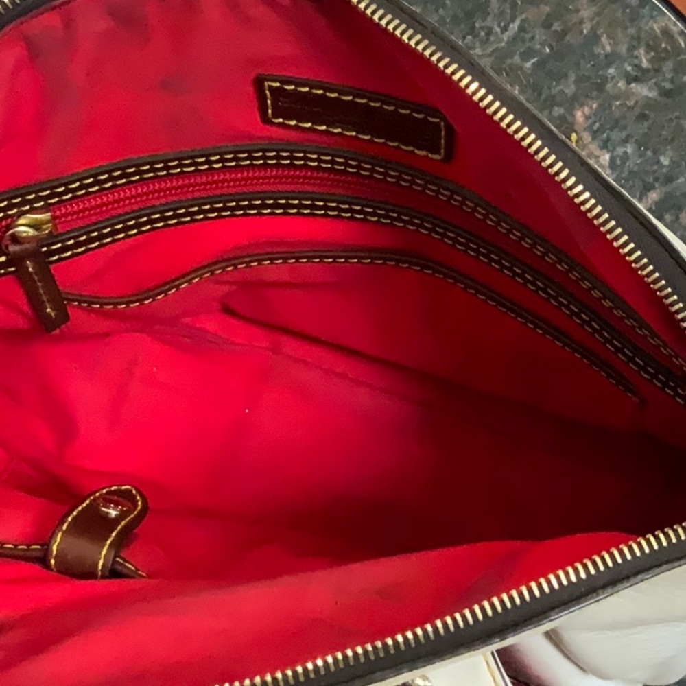 Dooney & Bourke Cream and Brown Leather Crossbody / Hand Bag - Picture 6 of 12